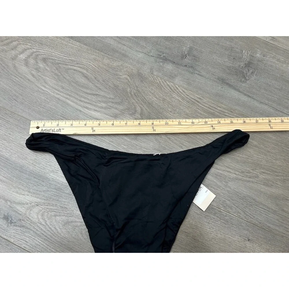 Eberjey Womens So‎ Solid Dree Bikini Bottom Low Rise High-Cut Leg Black Sz L NWT